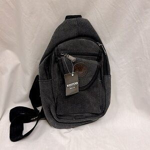 Westend Brown Crossbody Canvas Sling Bag Backpack Zip with Adjustable Strap